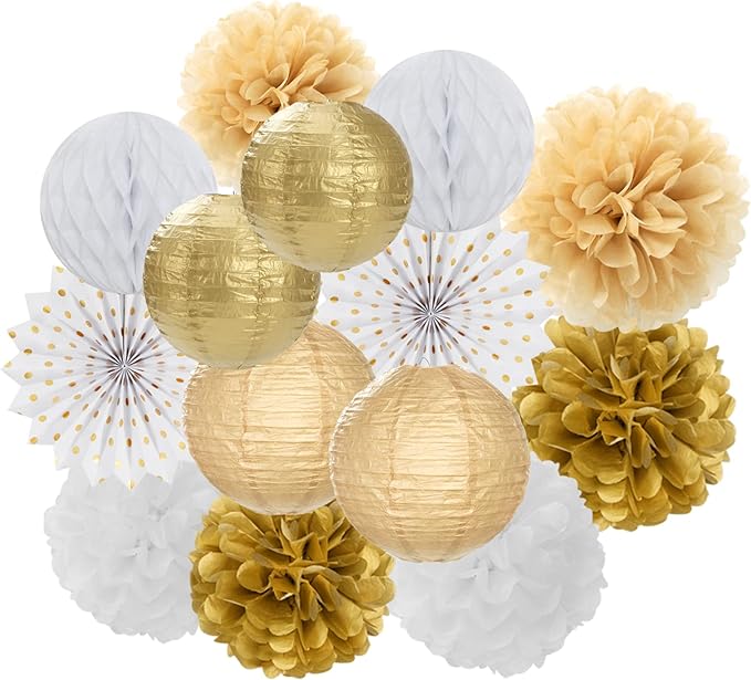 White Gold Party Decorations Streamers by LastingSurprise