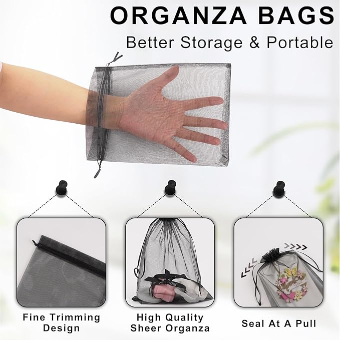 ANZNKU 50 Pack Organza Bags 6x9 inches, Gift Bag Mesh Drawstring Bags - Image 3