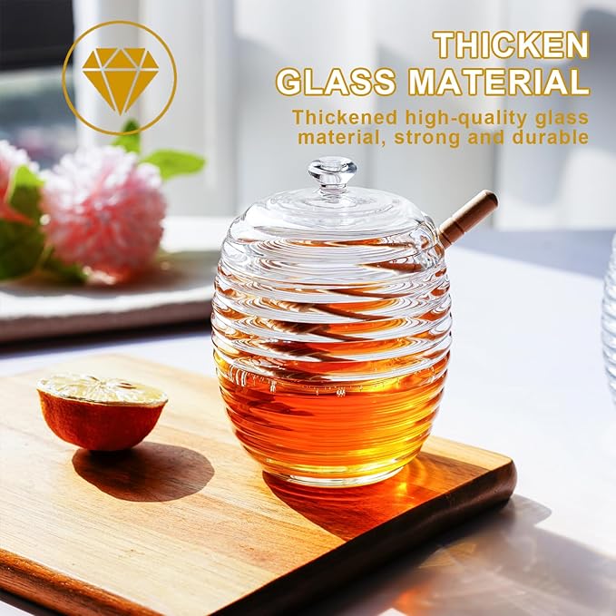kanpura 9oz Glass Honey Dispenser, Glass Honey Jar - Image 4