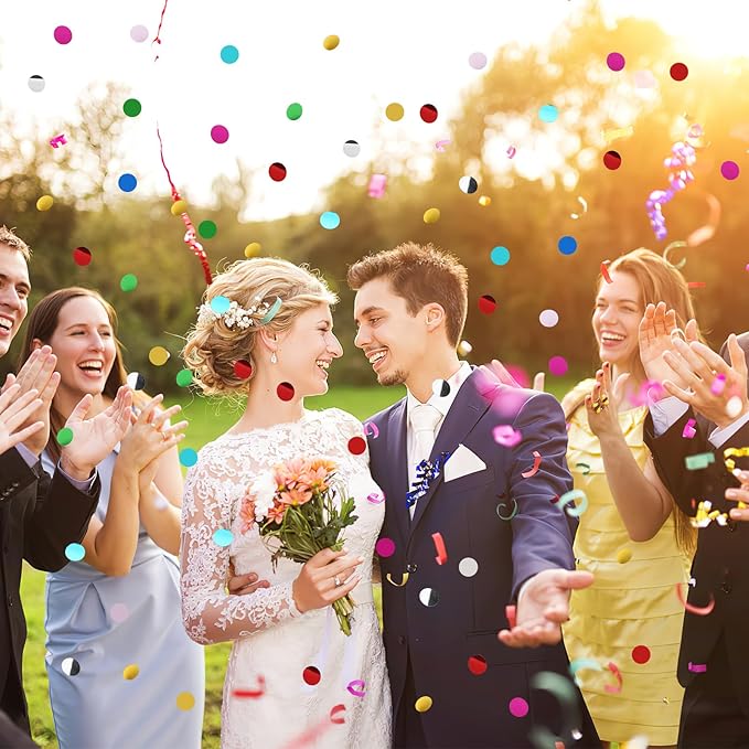 MARFOREVER Multicolor Foil Confetti, Glitter Round Confetti Rainbow Circle Dots - Image 6