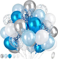 Blue Silver Balloons, Pearl Light Blue White Balloon by Paready