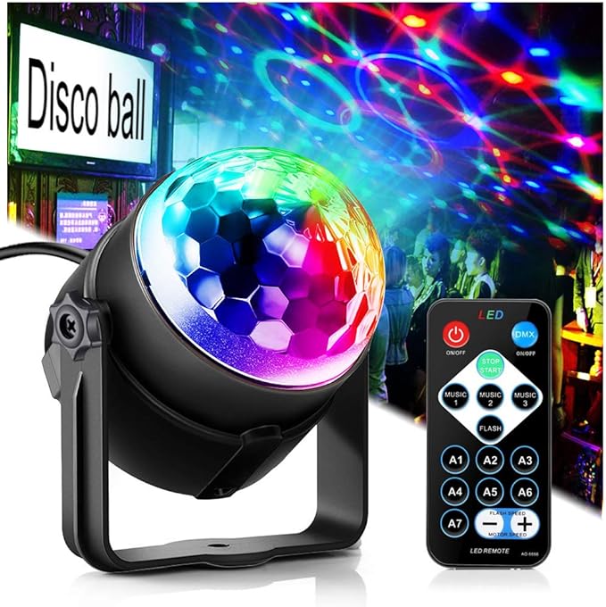Party Disco Ball Dj Dance Lights Disco Strobe Rave Sound Activated Projector by SPOOBOOLA