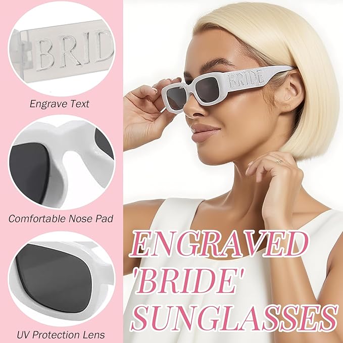 Pearl Bride Sash with Bride Sunglasses- Bachelorette Party Accessories - Image 4