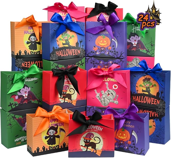 24PCS Halloween Goodies Bags, Trick or Treat Candy Gift Paper Bags Bulk by Nimbbex
