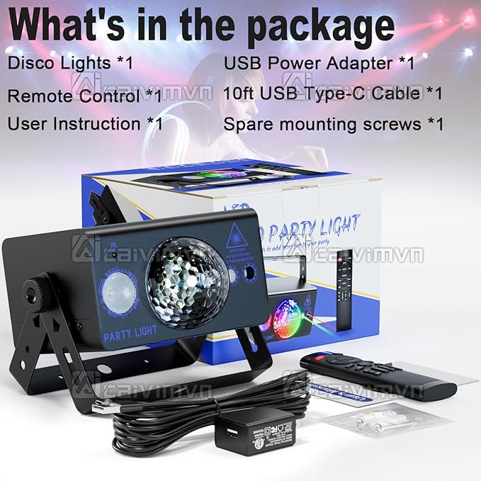 Disco Ball Light Party Lights, LED Sound Activated DJ Disco Light Stage Lights - Image 6