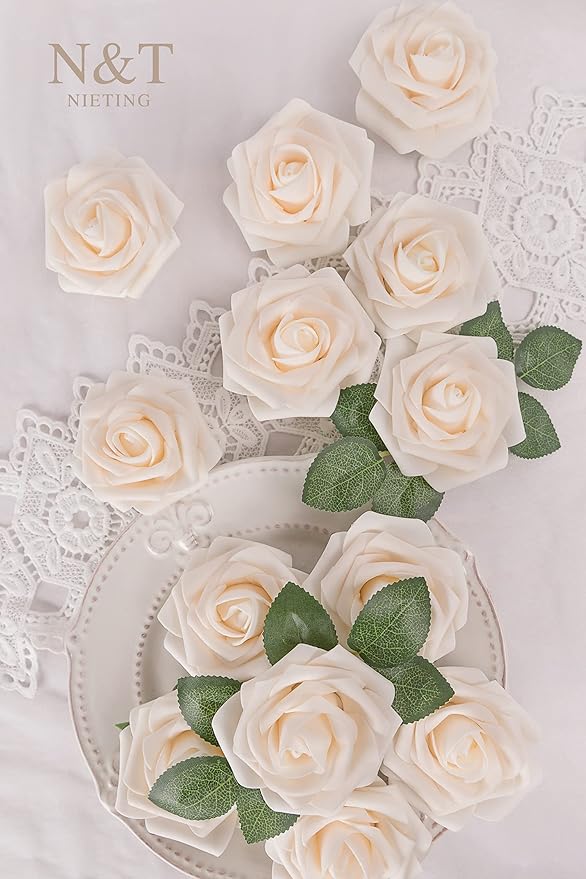 N&T NIETING Artificial Flowers, Cream Roses - Image 2