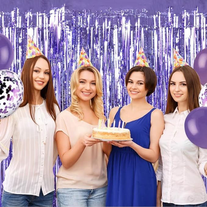 BEISHIDA 2 Pcs Light Purple Lavender Door Streamers Tinsel Curtain Party - Image 3