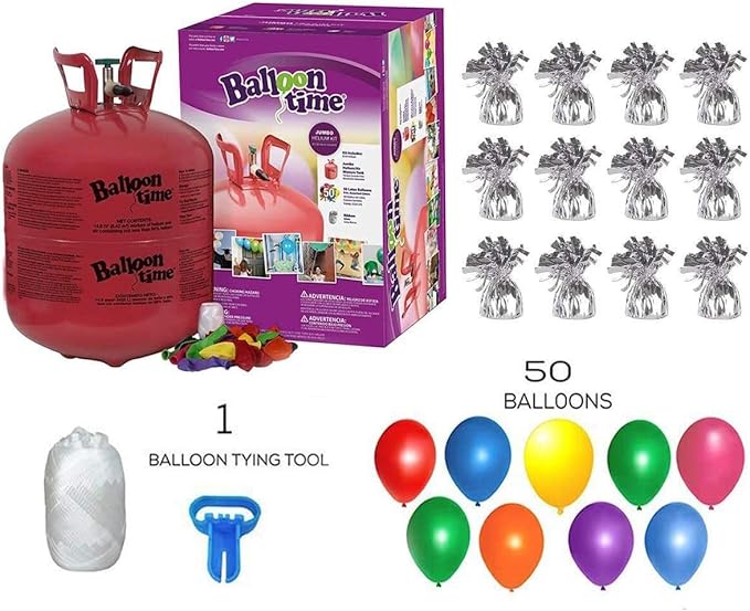 Helium Tank for Balloons At Home 14.9 Cu Ft Helium Tank, 50 Balloons and White - Image 2