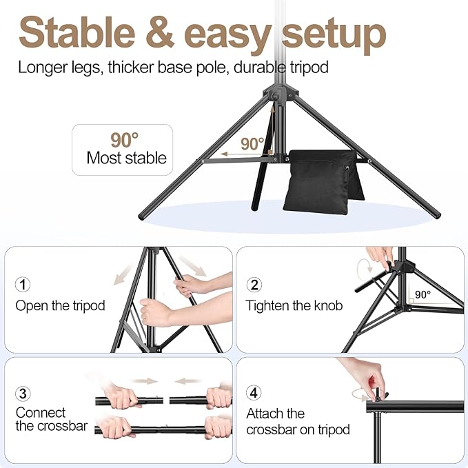 EMART Backdrop Stand, 30x7ft Large Adjustable Background Support System - Image 6