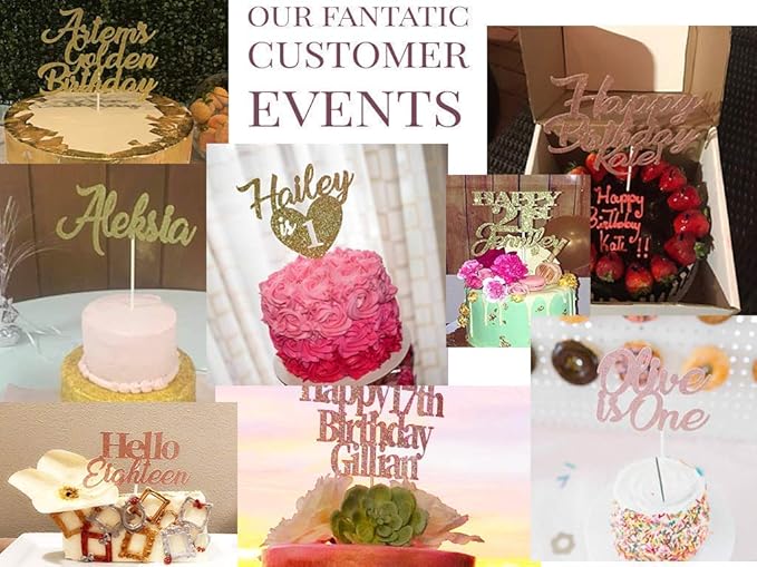 Custom Cake Topper, Glitter Colors, Block Font, Custom Text Cake Topper - Image 5