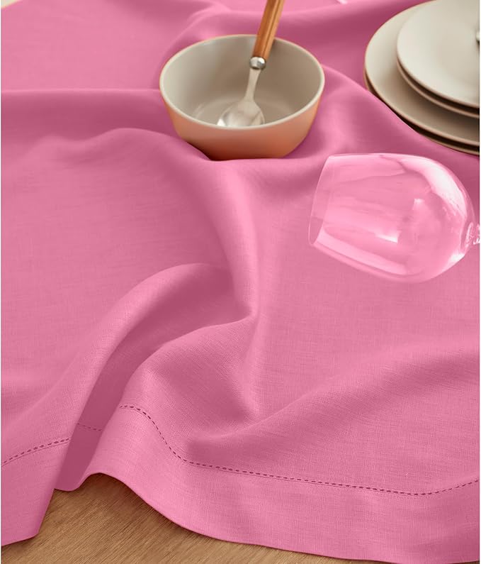 Solino Home Linen Flamingo Pink Hemstitch Table Runner 60 Inches - Image 9