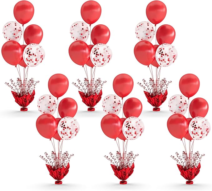 6 Set Red Balloon Table Centerpieces by Gogoparti