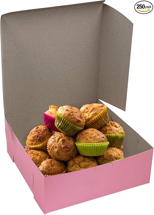 MT Products Pink Cupcake Boxes 8" x 8" x 3" by MTProducts