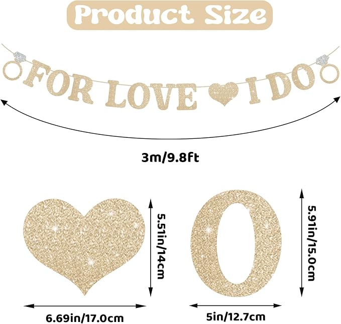 Wedding Decorations for Reception, Pre-Strung Bridal Shower Banner, Glitter For - Image 2