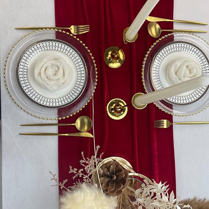 Velvet Table Runner, 10ft Luxurious Wedding Reception Decorations Soft Velvet - Image 7
