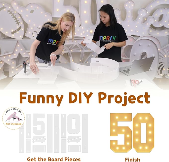 imprsv 4FT Light Up Numbers, Marquee Numbers 50th Birthday Decorations - Image 2