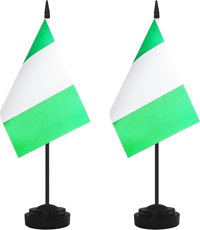 2 Pack Nigeria Desk Flag Set, Nigerian Desktop Small Miniature Table Office Flag by Unknown
