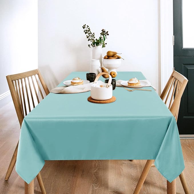 sancua 2 Pack Turquoise Tablecloth 60 x 102 Inch, Rectangle Table Cloth - Image 2