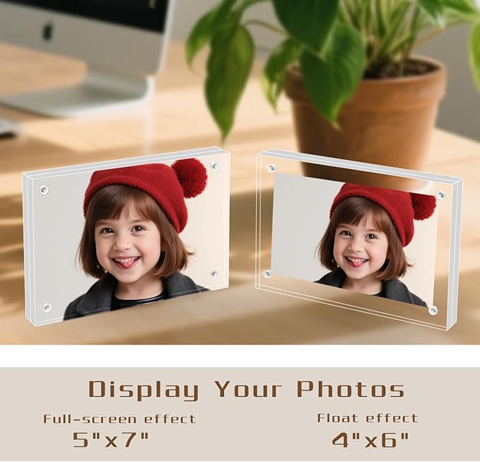 5×7 Acrylic Photo Frames 3 Pack, 12mm+12mm Thick Magnetic Double Sided - Image 4