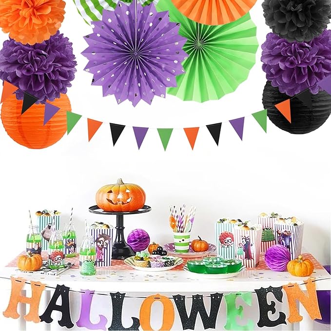 Black Purple Orange-Green Halloween Party-Decorations - Image 6
