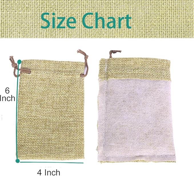 LYSXP 50PCS Burlap Bags with Drawstring，4x6 Inch Cream color Drawstring Gift - Image 2