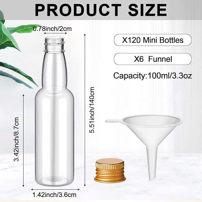 120 Pcs Mini Liquor Bottles Airtight Shot Miniature Empty Plastic Alcohol - Image 2