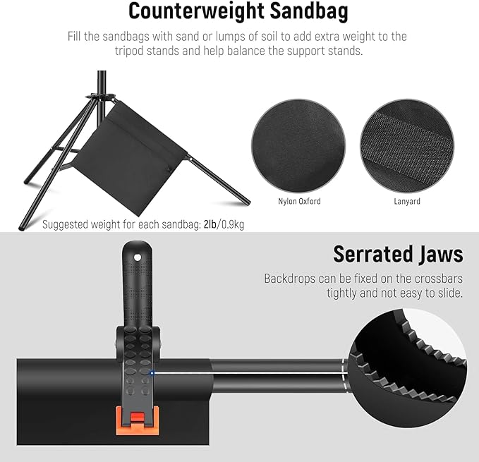 Neewer Photo Studio Backdrop Support System, 10ft/3m Wide 6.6ft/2m High - Image 8
