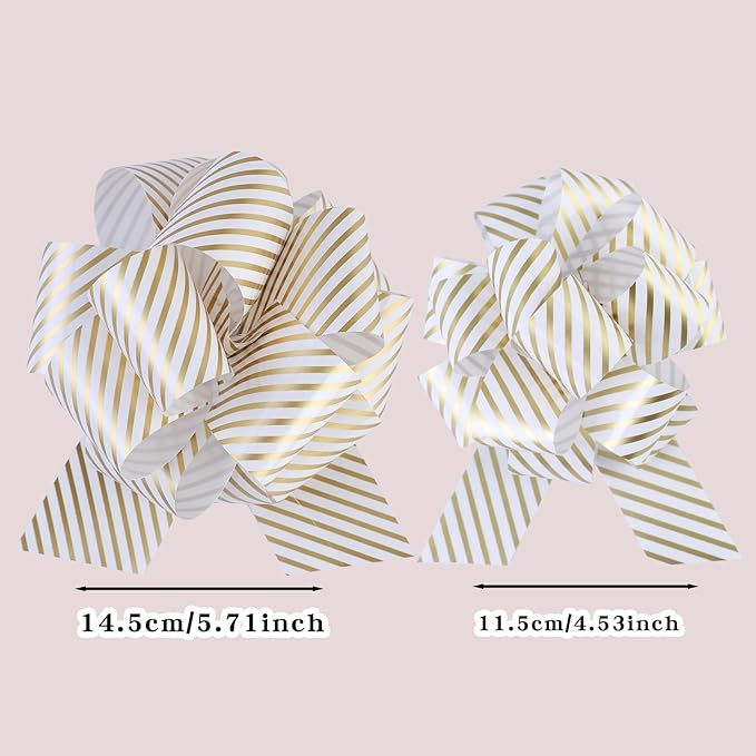 FORBINBO 12 Pieces Stripe Pull Bow Large Gift Wrapping Pull Bows - Image 2