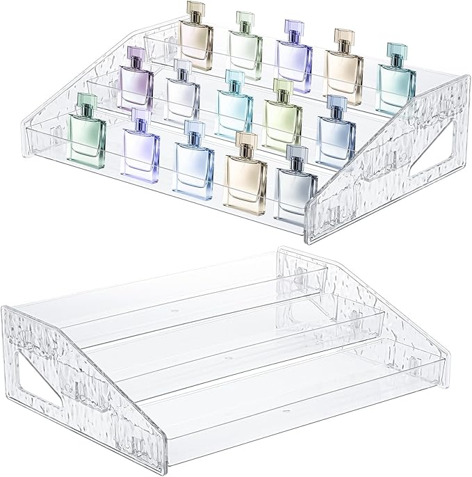 2 Pcs Perfume Organizer Stand, 3 Tier Acrylic Display Risers by AIHSUMC