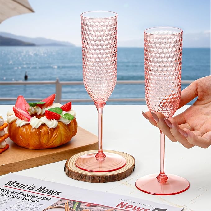 XUWAIDSGN 48 Pack Pink Detachable 2 piece Champagne Flutes 5.5 Oz Unbreakable - Image 5