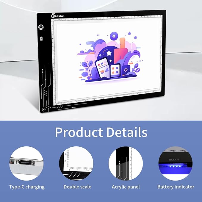 XIAOSTAR Rechargeable Light Box Drawing A4, Tracing Board - Image 3
