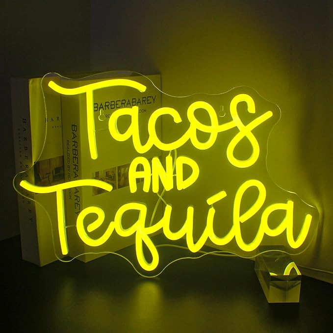 Looklight Tacos and Tequila Neon Sign, Taco Led Neon Signs by LooklightNeonSign