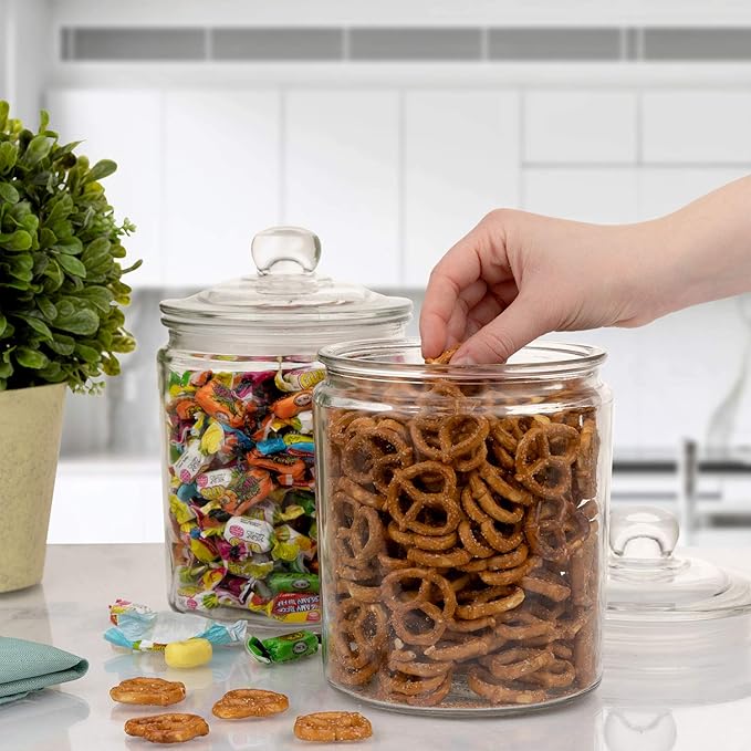 Set of 2 Glass Jar with Lid | Airtight Glass Storage Cookie Jar - Image 3