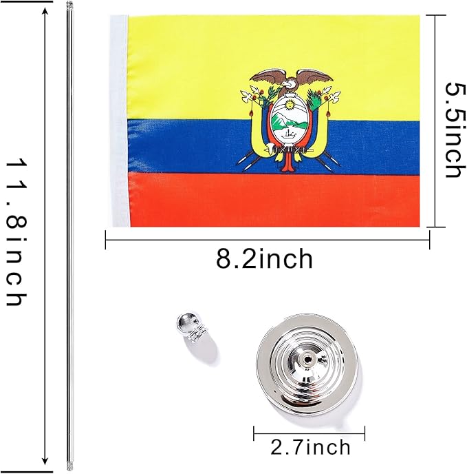 ZXvZYT 2 Pack Ecuador flag Ecuadorian Table Flag Small Mini Ecuador Desk Flags - Image 2