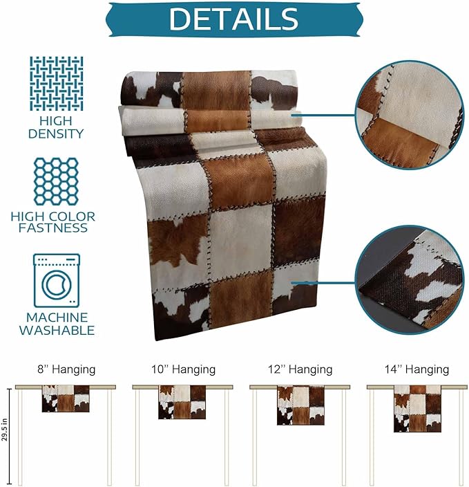 Abstract Cowhides Cotton Linen Table Runner - Image 7