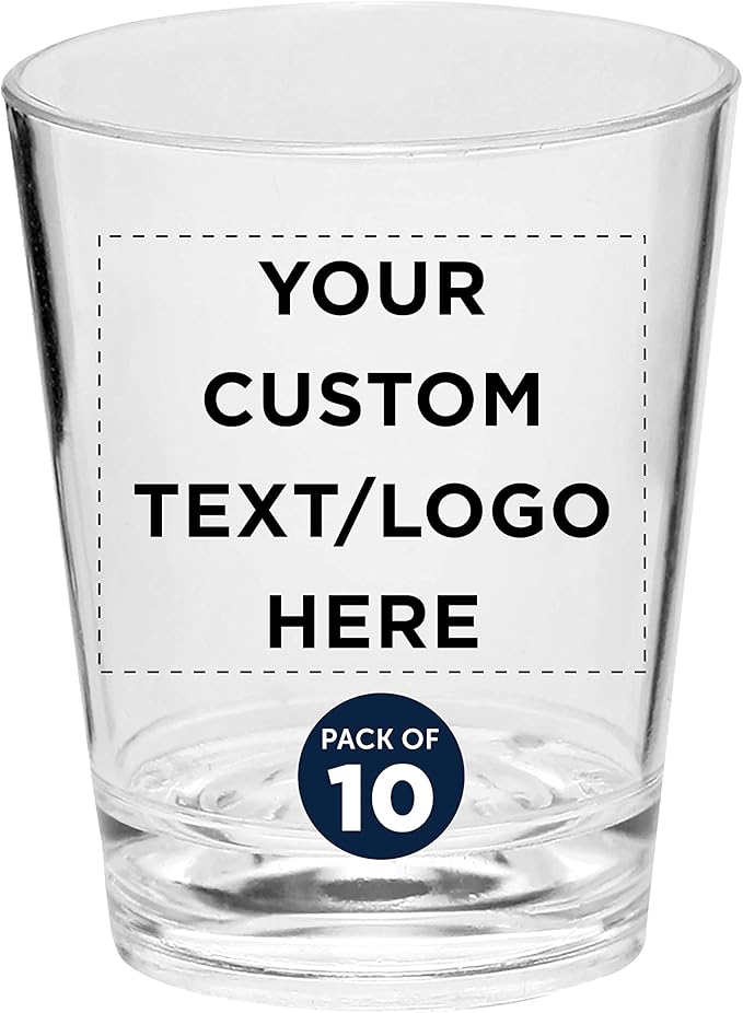 Custom Translucent Plastic Shot Glasses 1.5 oz. Set of 10, Personalized Bulk by DISCOUNTPROMOS