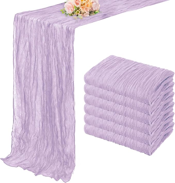 6 Pack Lilac Cheesecloth Table Runner 10FT Rustic Gauze Cheese Cloth Table by FoliafeelHome