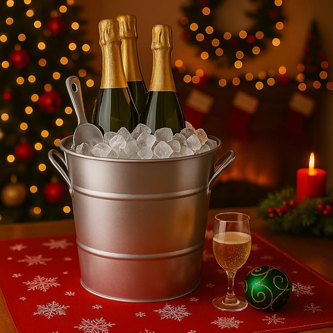 Insulated Ice Bucket with Lid Scoop Handle - Image 7