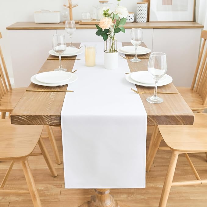 2 Pack White Small Short Table Runner 12 x 48 Inch Solid Color Runners Coffee - Image 3