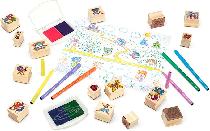 Melissa & Doug Deluxe Wooden Stamp and Coloring Set – Fairy Tale Fairy - Image 4