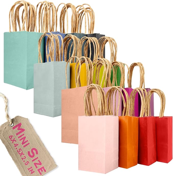 qiqee 32 Pcs Mini Paper Gift Bags by Qiqee