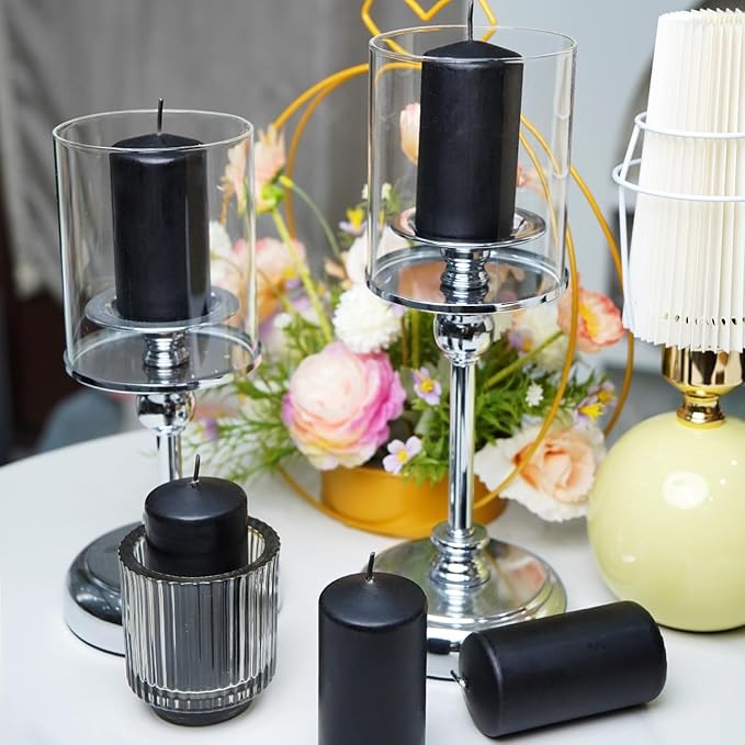 Set of 20 | 2-Inch Wide x 4-Inch Tall Black Pillar Candles - Image 8