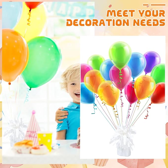 6 Pack White Balloon Weights Metallic Holder Anchors Balloon Holder Weights - Image 4