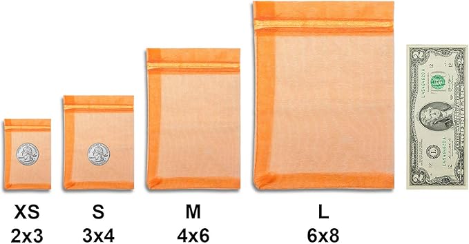 TheDisplayGuys 48-Pack 2" x 2-3/4" Orange Sheer Organza Gift Bags - Image 6