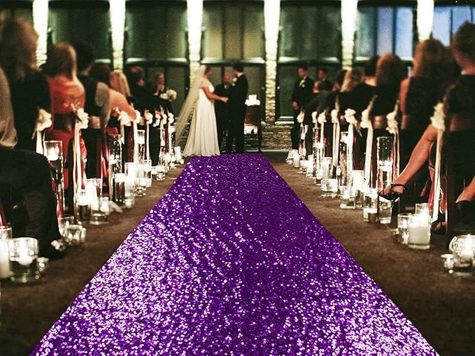 ShinyBeauty Sequin Aisle Runner Purple Glitter Carpet by ShinyBeauty
