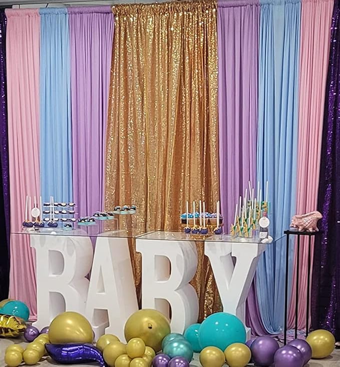 Poise3EHome Gold Sequin Backdrop Curtains, 2 Panels Gold Sequin Backdrop - Image 7