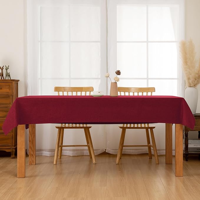 Hiasan 2 Pack Faux Linen Rectangle Red Tablecloth - Image 8