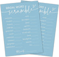 Minimalist Bridal Shower Games, 30 Light Blue Bridal Word Scramble Cards + 1 by Cazhes