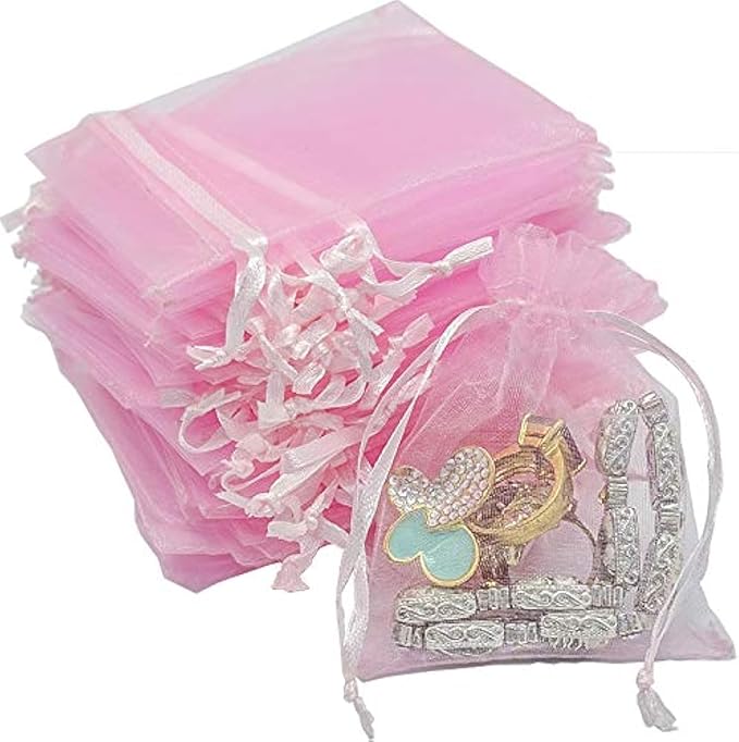 TheDisplayGuys 48-Pack 4x6 Pink Sheer Organza Gift Bags by TheDisplayGuys