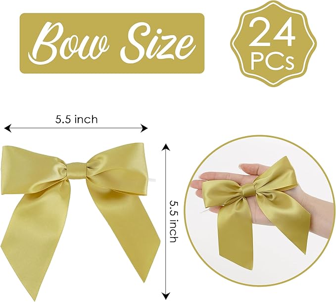 AIMUDI Gold Satin Bows 5.5" Bows - Image 2